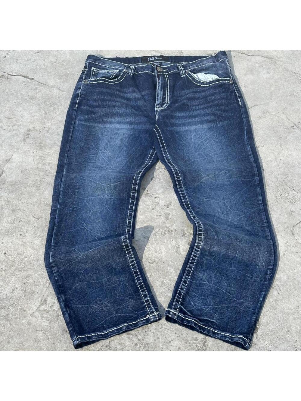 Y2K True Luck Acid Wash Baggy Jeans - 34x30